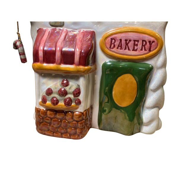 Ganz  Ceramic Bakery Cookie Jar w/ Candy Cane Accent Snowy Roof & Holiday Detail - Picture 2 of 11